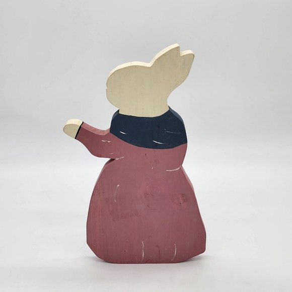 Vintage Tole Painted Bunny Family Wood Figures Dad Mom Sister Brother - Picture 3 of 9